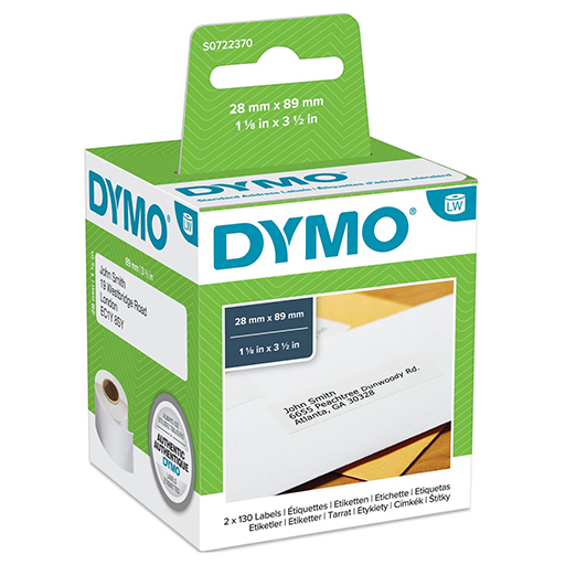 DYMO S07223x0 LabelWriter Standard Address Labels 28 mm x 89 mm Rolls of 130 