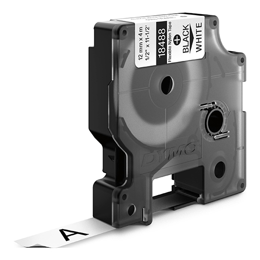 DYMO Industrial Flexible Nylon Labels Black Text on White Label