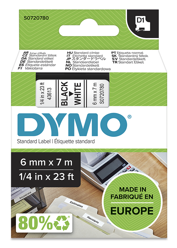 You Recently Viewed Dymo Standard D1 Label, Black on White Image