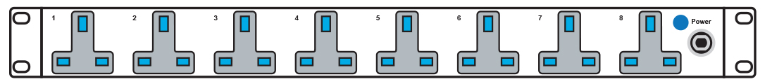 Austin Hughes 1 Phase Basic Horizontal PDU, UK 90° Sockets, 230V, 3m Cord