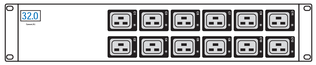 Austin Hughes 1 Phase Metered Horizontal PDU, C19 Sockets, 230V, 3m Cord