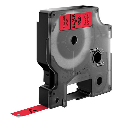 You Recently Viewed DYMO S0720-BK-RE D1 Standard Labels Black Text on Red Label Image