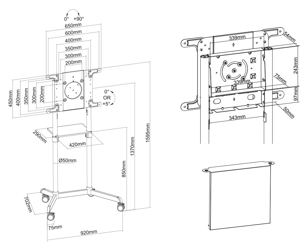 Neomounts NS-M1250 Mobile Monitor/TV Floor Stand
