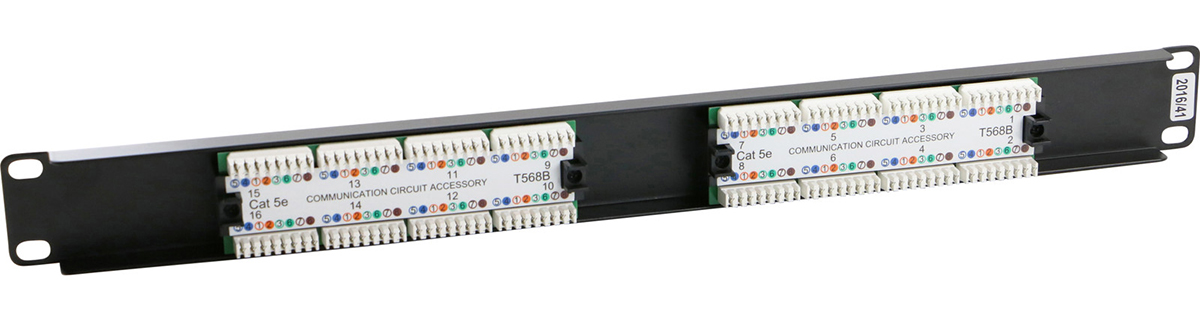 Excel 16 Port Cat5e Patch Panel - 1u RJ45 UTP