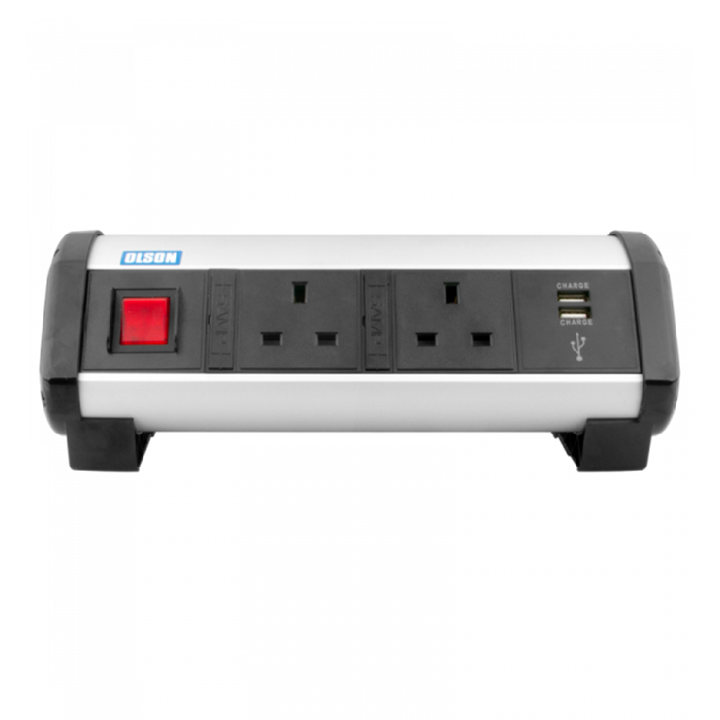 Olson 13A Individually Fused + 2 USB Charger Office Desk PDU