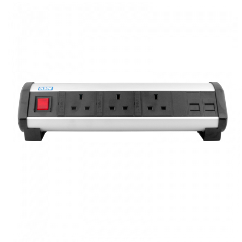 Olson 13A Individually Fused + 2 RJ45 Ethernet Office Desk PDU