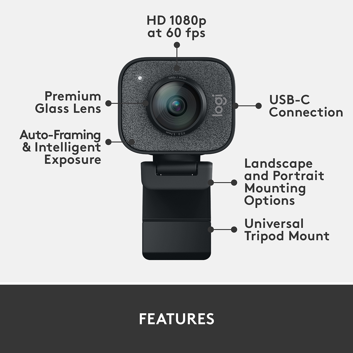 Logitech StreamCam Full HD Camera with USB-C for Live Streaming