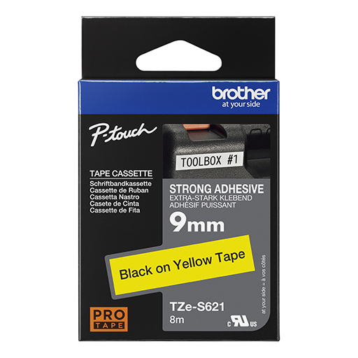 Brother Labelling Tape Cassette - Black on Yellow Strong Adhesive