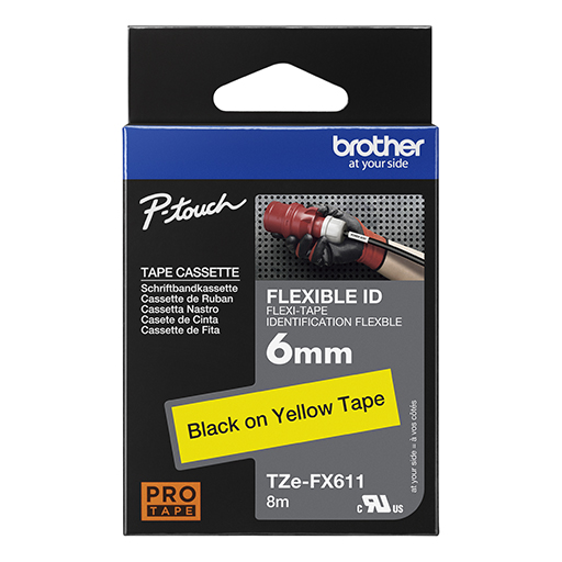 Brother Labelling Tape Cassette - Black on Yellow Flexible-ID