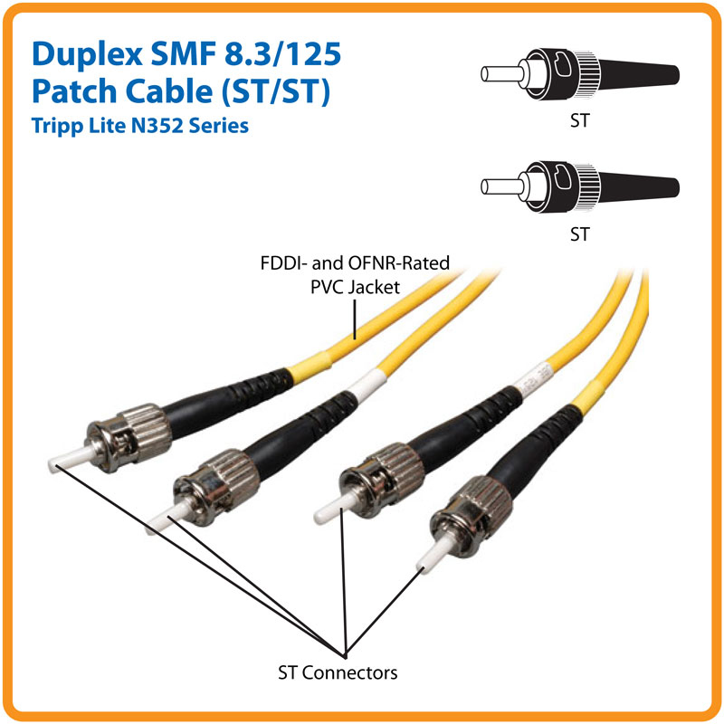 Eaton N352 Duplex Singlemode 9/125 Fiber Patch Cable (ST/ST)