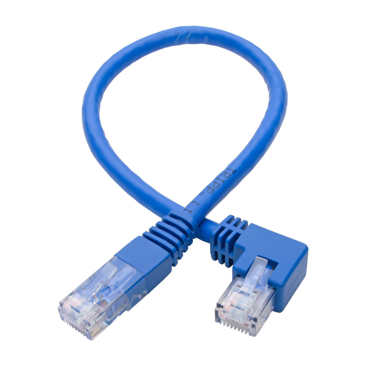 Eaton N204-BL-LA Left-Angle Cat6 Gigabit Molded UTP Ethernet Cable, Blue