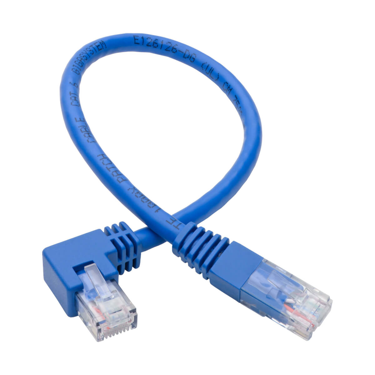 Eaton N204-BL-RA Right-Angle Cat6 Gigabit Molded UTP Ethernet Cable, Blue