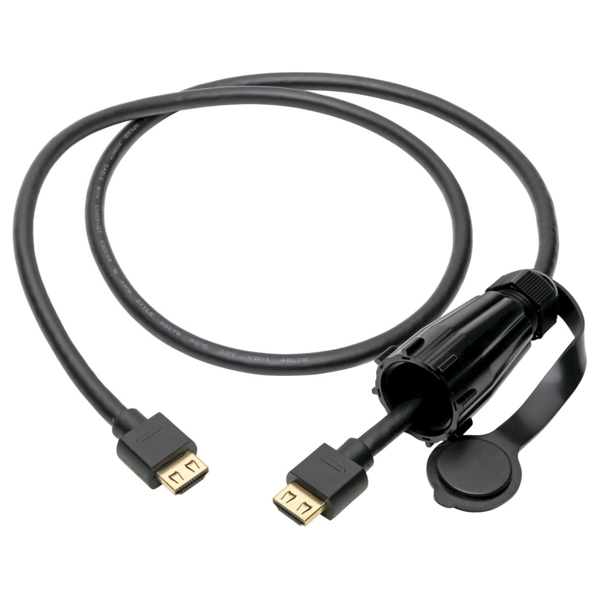 Eaton P569-IND High-Speed HDMI Cable (M/M) - 4K 60 Hz, HDR, Industrial, IP68, Bk