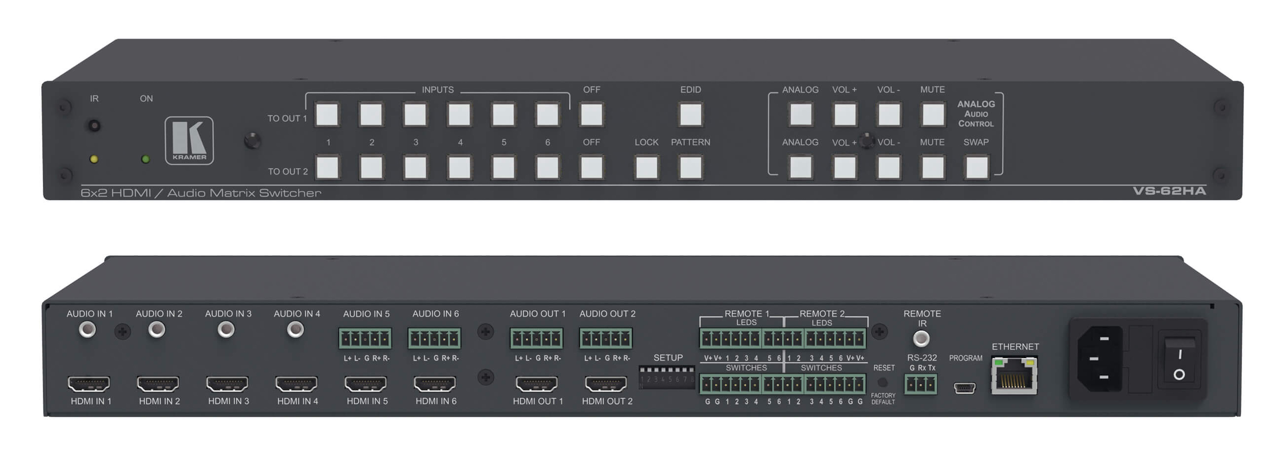 Kramer VS-62HA 6x2 4K60 4:2:0 HDMI/Audio Matrix Switcher