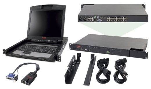 APC 2X1X16 IP KVM with APC 17 Inch Rack LCD and USB VM Server Module Bundle