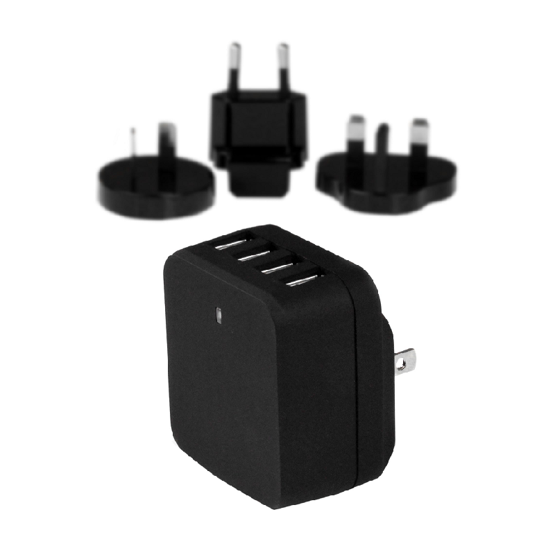 StarTech USB4PACBK 4-Port USB Wall Charger - International Travel - 34W/6.8A - Black