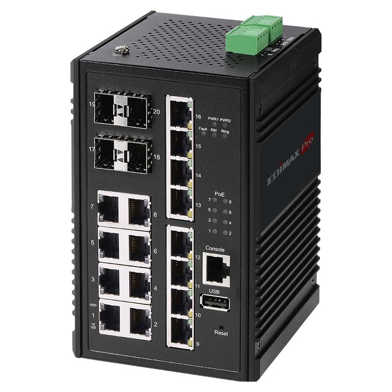 Edimax IGS-5416P Industrial 16-Port Gigabit PoE+ Web Managed Switch