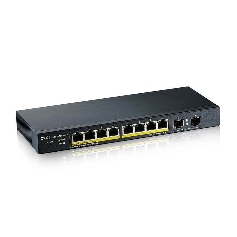 Zyxel GS1900-10HP-GB0102F 8-port GbE Smart Managed PoE Switch with GbE