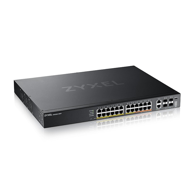 Zyxel XGS2220-30HP 24-port GbE L3 Managed PoE+ Switch with 6 10G Uplink