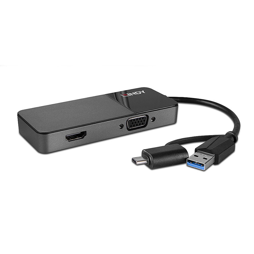 Lindy 43354 USB 3.0 Type A and C to HDMI & VGA Converter