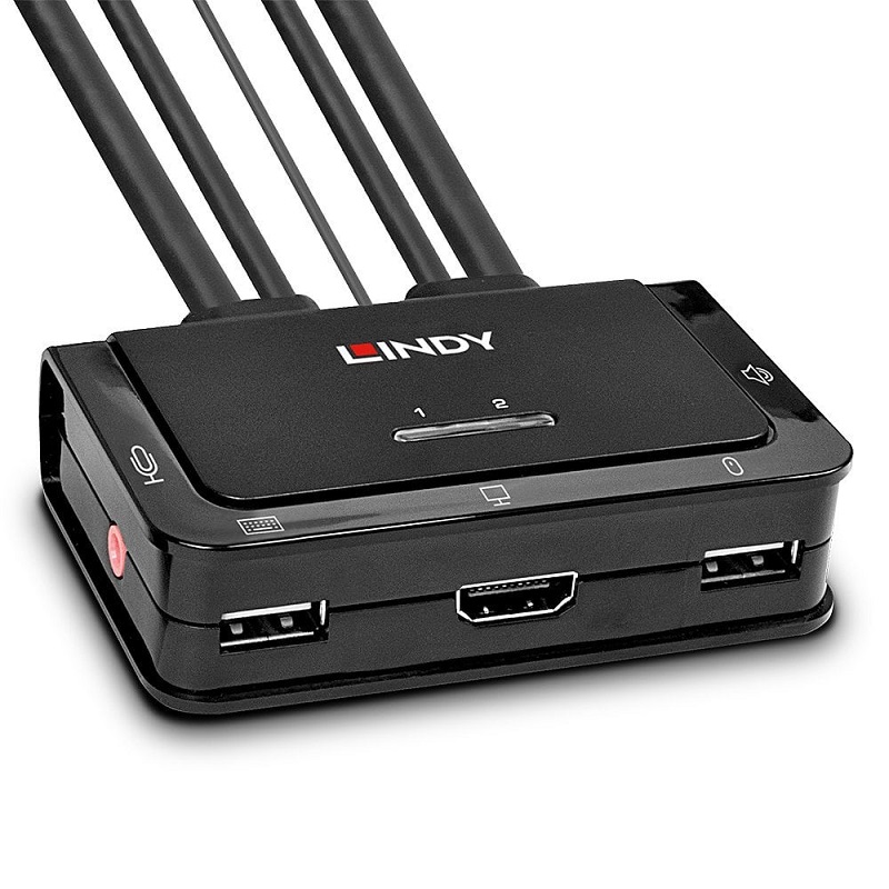 Lindy 42340 Compact 2 Port KVM Switch -HDMI, USB 2.0 & Audio
