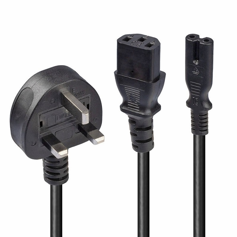 Lindy 30426 2.5m UK Plug -IEC C13, IEC C7 Splitter Ext Cable