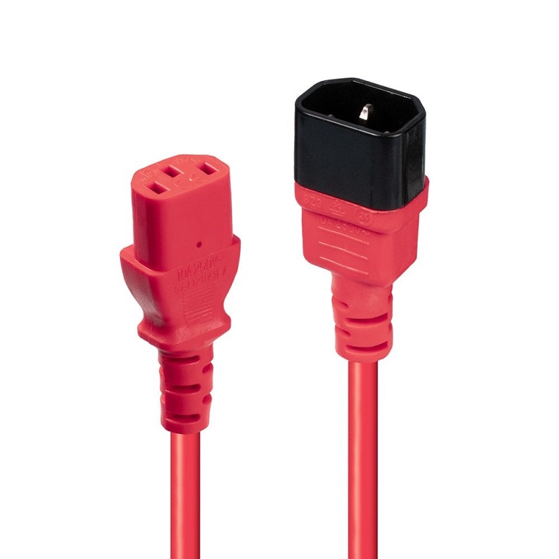 Lindy 30476 0.5m IEC Extension Cable. Red