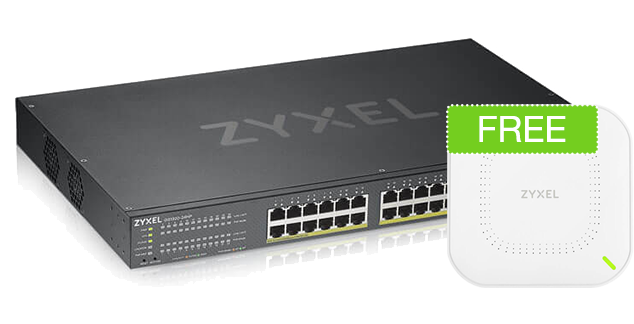 Zyxel GS192024HPV2 28-Port Smart Managed Switch and NWA90AX Wireless Access Point Bundle