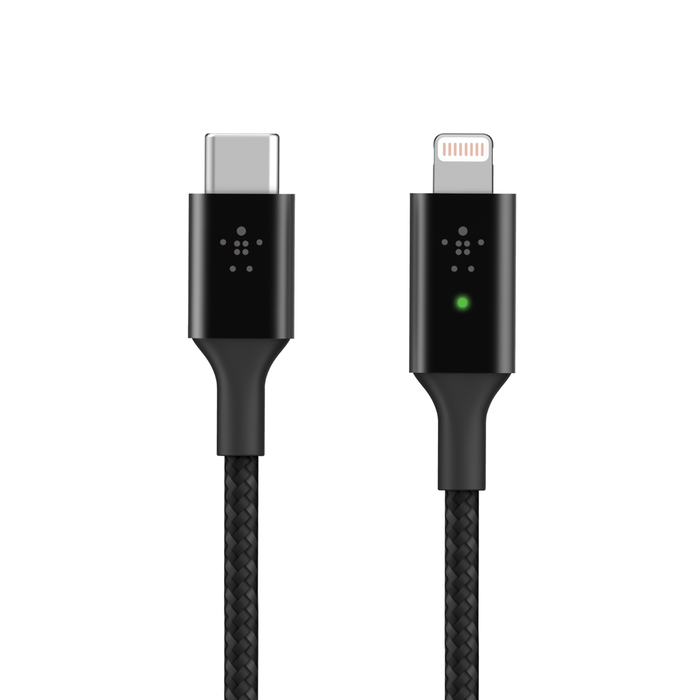 Belkin CAA006bt04BK BoostCharge Smart LED USB-C to Lightning Cable Black