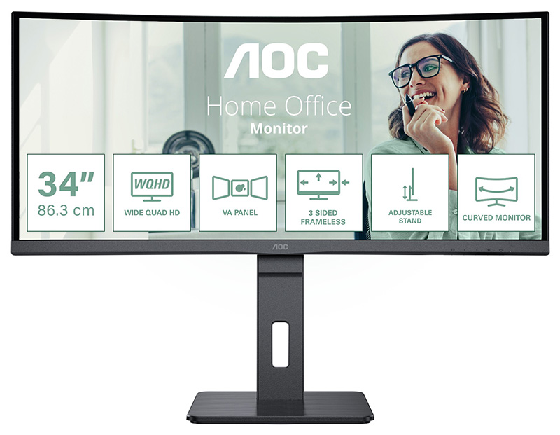 AOC CU34P3CV 34inch Ultrawide Curved Quad HD LED Monitor 3440 x 1440 pixels Black