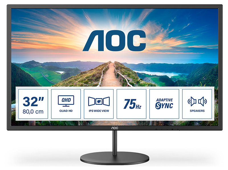 AOC V4 Q32V4 31.5in 2K Ultra HD LED Monitor 2560 x 1440 pixels Black