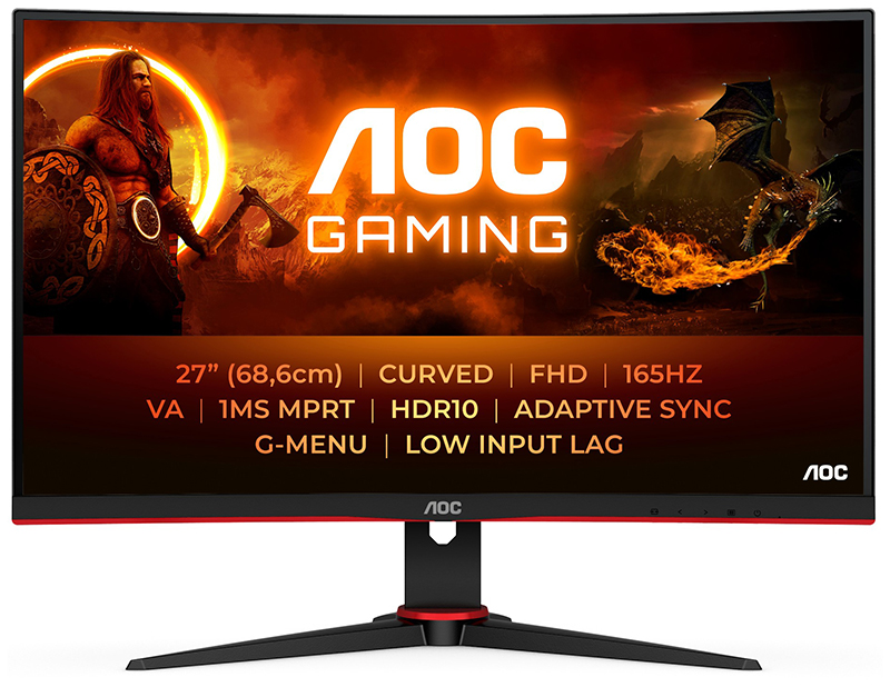 AOC G2 C27G2E/BK 27in Curved Full HD LED Monitor 1920 X 1080 Pixels Black, Red
