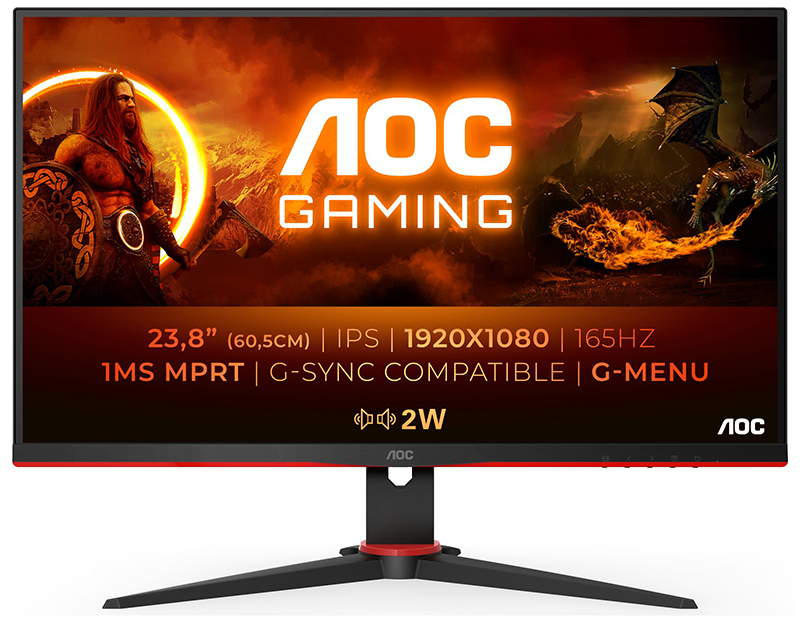 AOC 24G2SPU/BK 23.8in Full HD Monitor 1920 X 1080 Pixels Black, Red