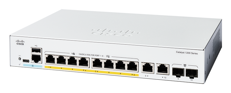 Cisco C1200-8P-E-2G 8 Port Gigabit + 2x Combo L3 Supported Managed Ports Switch