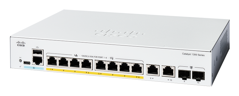 Cisco C1300-8P-E-2G 8 Port Gigabit + 2x Combo Ports L3 Supported Managed Switch