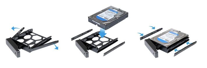 Easy hard drive installation and hot-swappable support