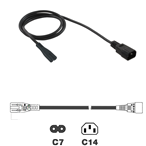 2 Metre IEC C14 (M) - IEC C7 (Figure 8) (F) Power Cable