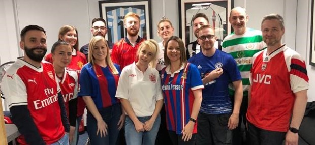 The Comms Express team in their football shirts