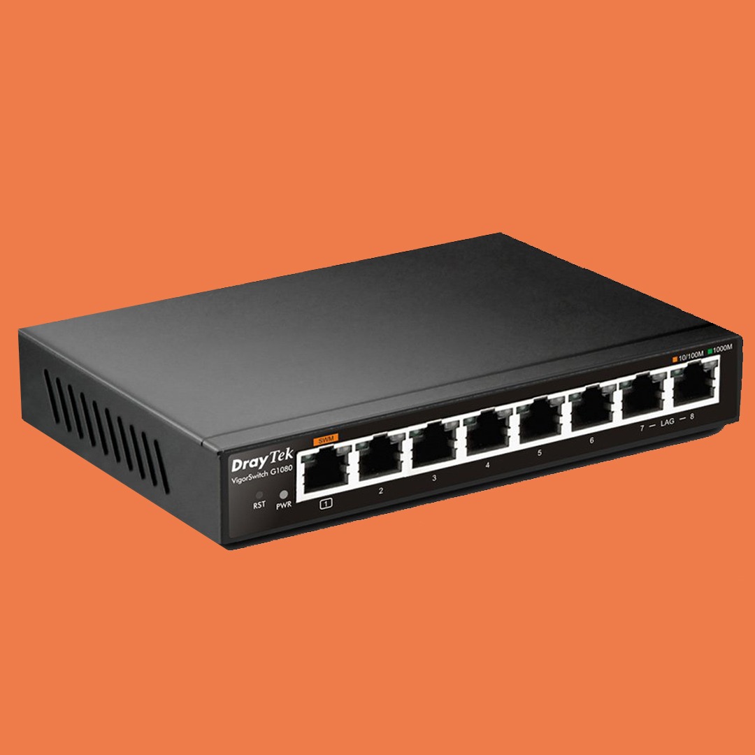 DrayTek Draytek VigorSwitch G1080 8-Port Web Ethernet Smart Gigabit Switch VSG1080-K 