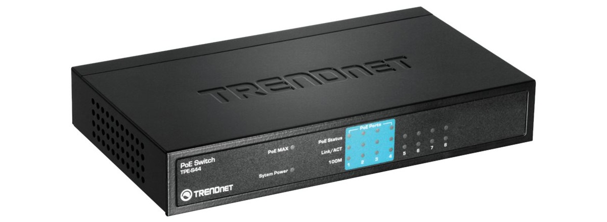 TRENDnet TPE-S44 8-Port 10/100Mbps PoE Switch (4 PoE, 4 Non-PoE)
