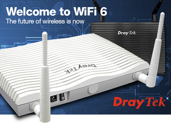 'DrayTek - Welcome to WiFi 6. The future of wireless is now' header image
