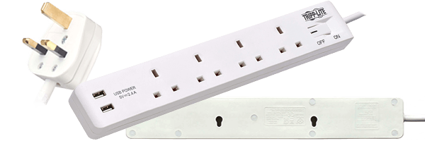 Tripp Lite PS4B18USBW 4-Outlet Power Strip with USB-A Charging