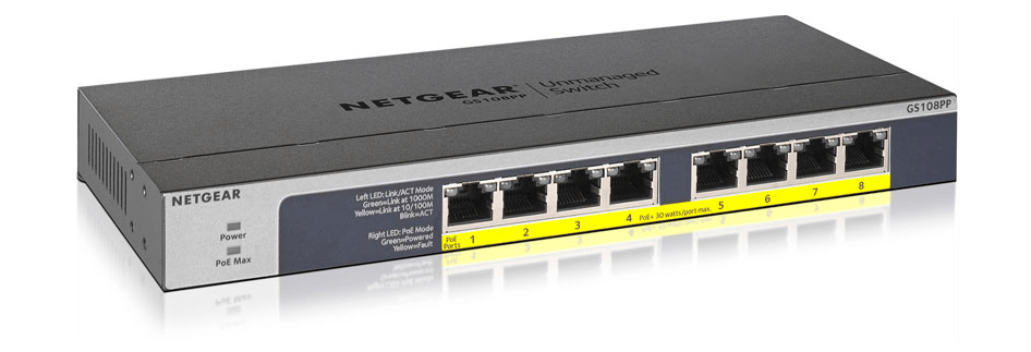 Netgear GS108PP-100EUS - 8 Port Unmanaged Gigabit Switch