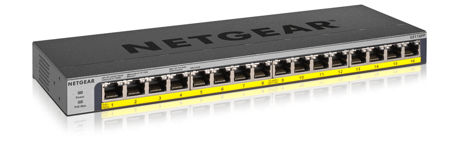 Netgear GS116PP-100EUS - 16 Port Unmanaged Gigabit Switch With PoE